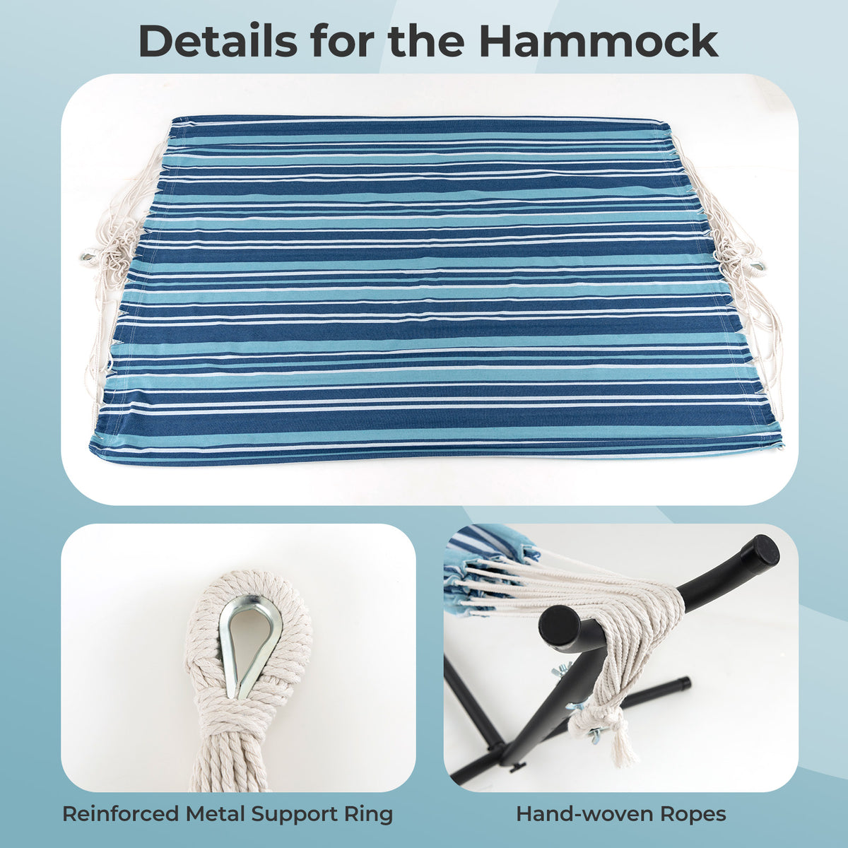 Portable Indoor Outdoor 2-Person Double Hammock Set with Stand and