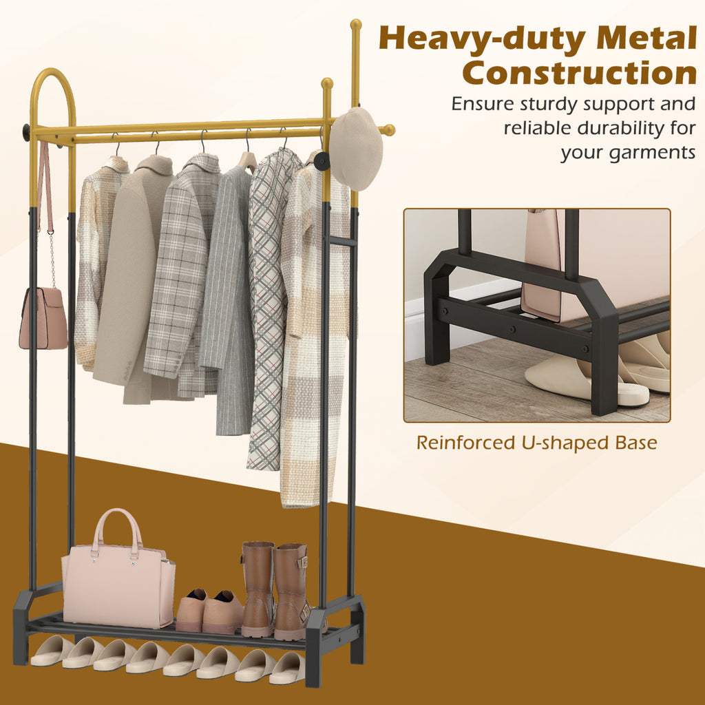 Double Rods Garment Rack for Hanging Clothes - Gold