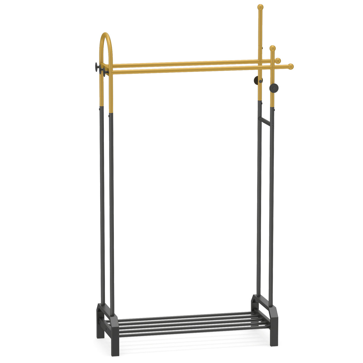 Heavy Duty Clothes Stand Rack with Top Rod and Lower Storage Shelf