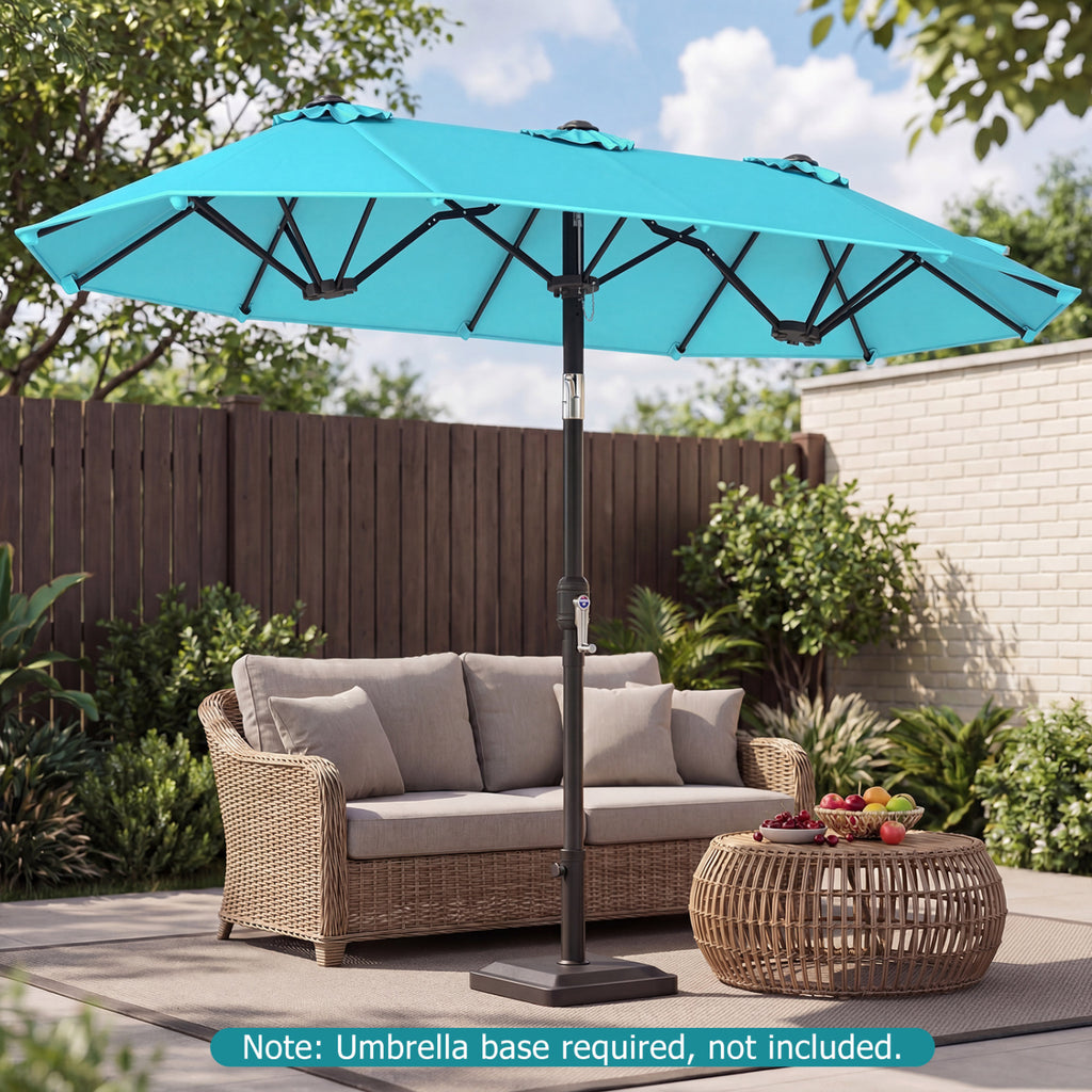 Double-Sided Patio Umbrella with Push Button Tilt Crank Handle