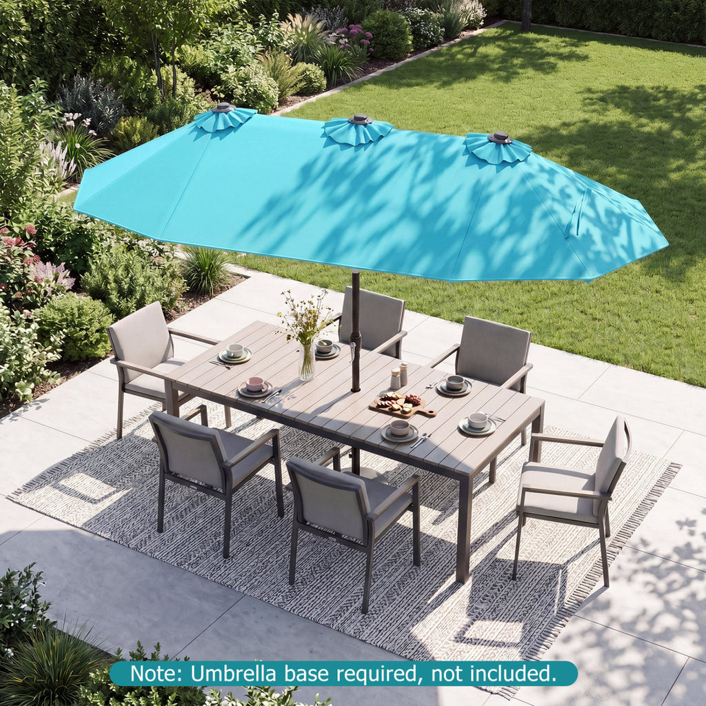 Double-Sided Patio Umbrella with Push Button Tilt Crank Handle