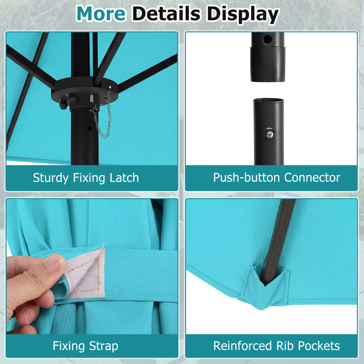 Double-Sided Patio Umbrella with Push Button Tilt Crank Handle