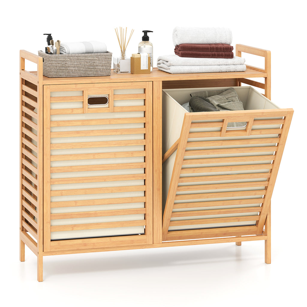Double Tilt-out Laundry Hamper with 2 Removable Bins