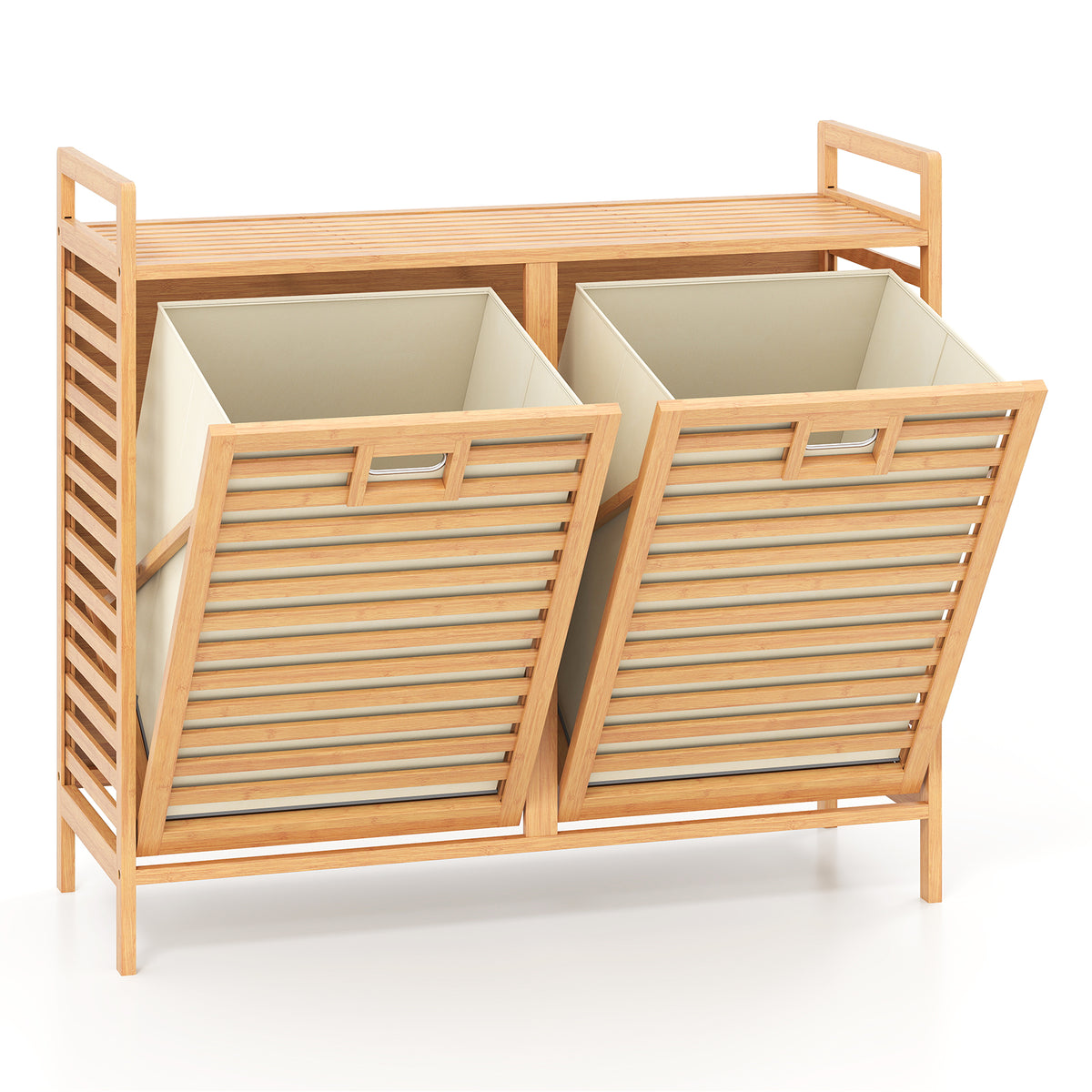 Double Tilt-out Laundry Hamper with 2 Removable Bins