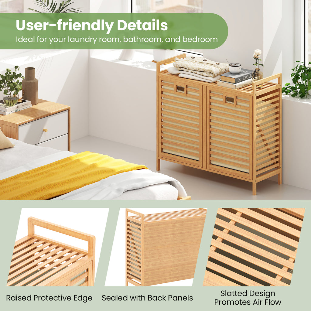 Double Tilt-out Laundry Hamper with 2 Removable Bins