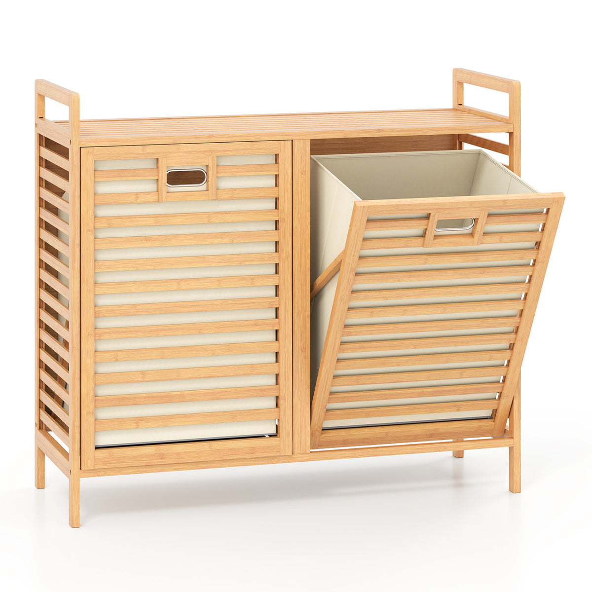 Double Tilt-out Laundry Hamper with 2 Removable Bins
