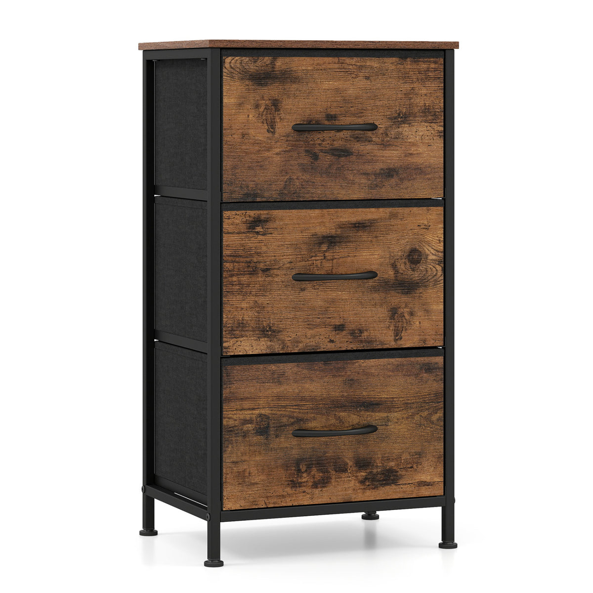 3-Drawer Fabric Dresser with Metal Frame - Brown