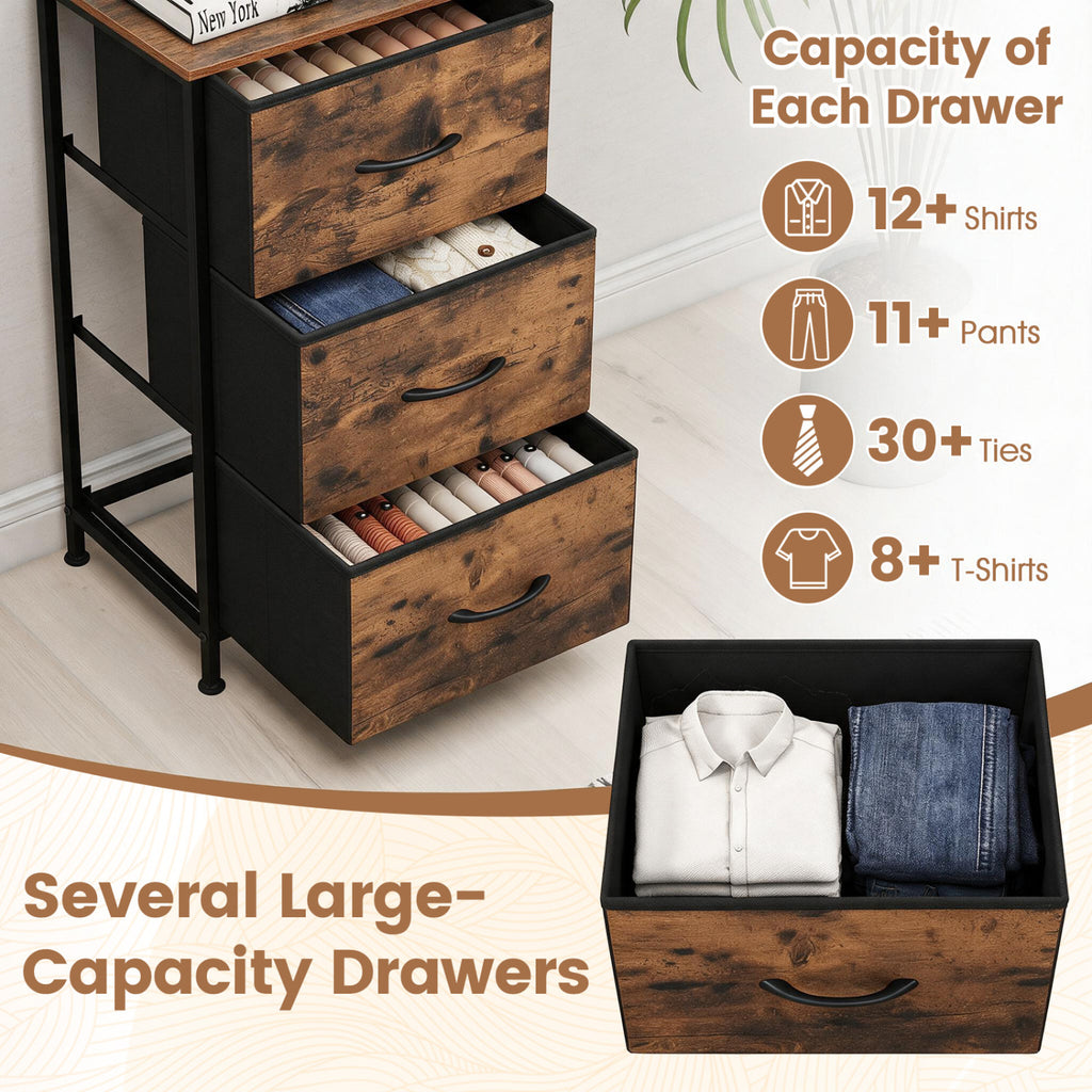 3-Drawer Fabric Dresser with Metal Frame - Brown