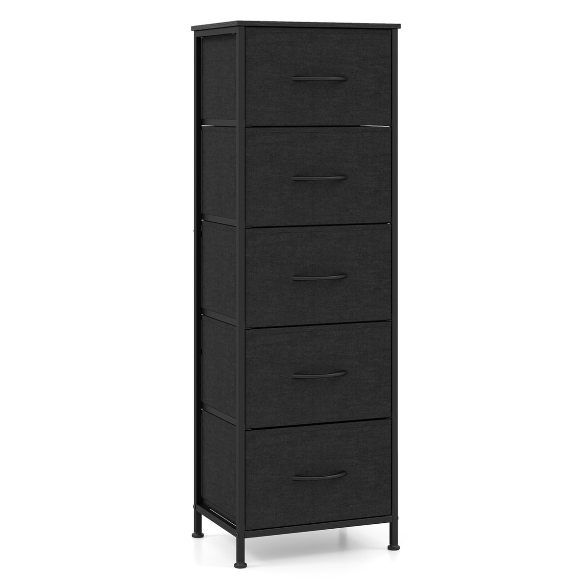 5-Drawer Fabric Dresser Nightstand - Black