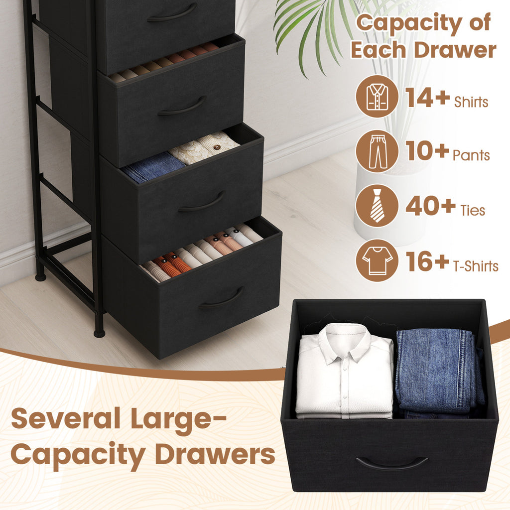 5-Drawer Fabric Dresser Nightstand - Black