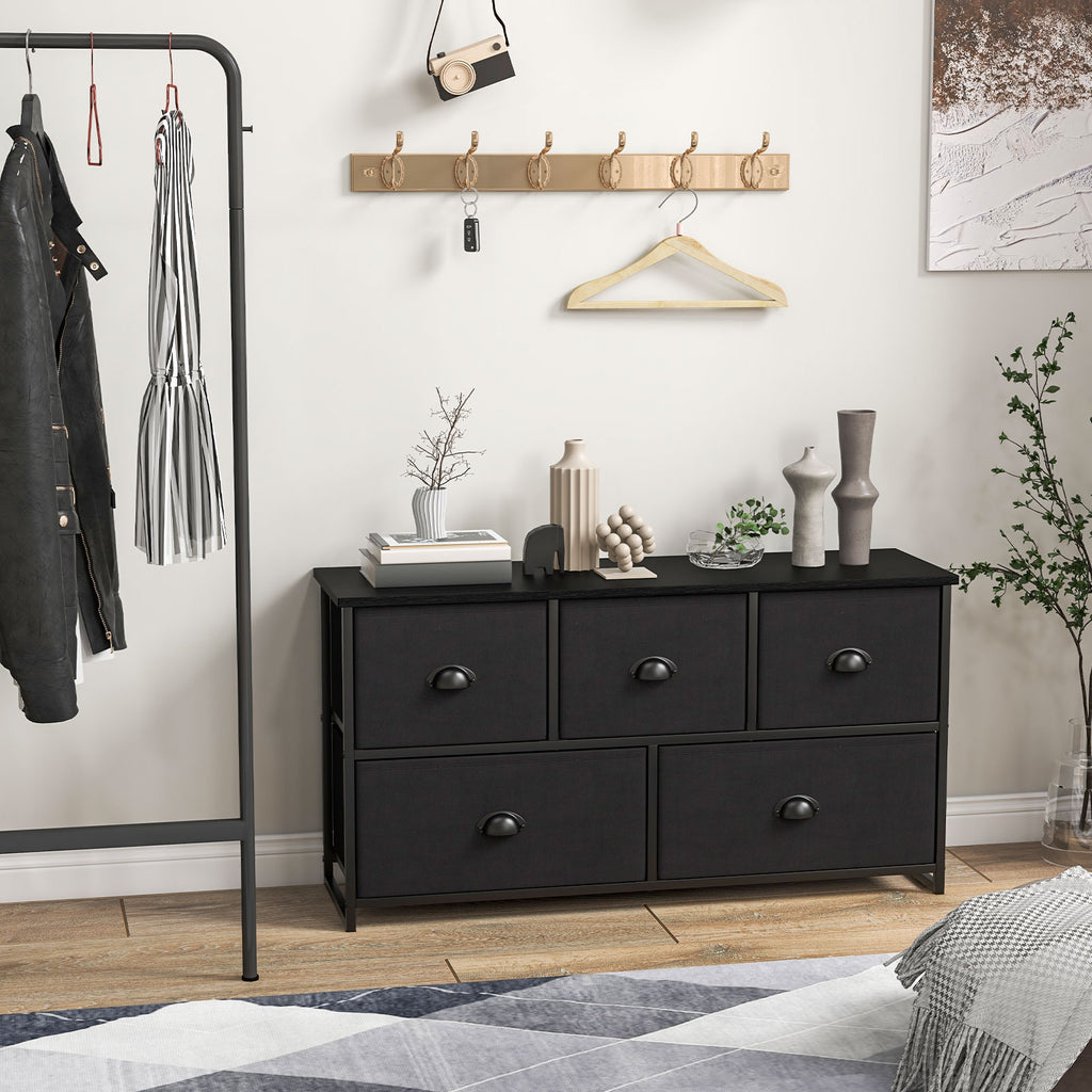 Dresser Storage Tower with 5 Drawers, Black