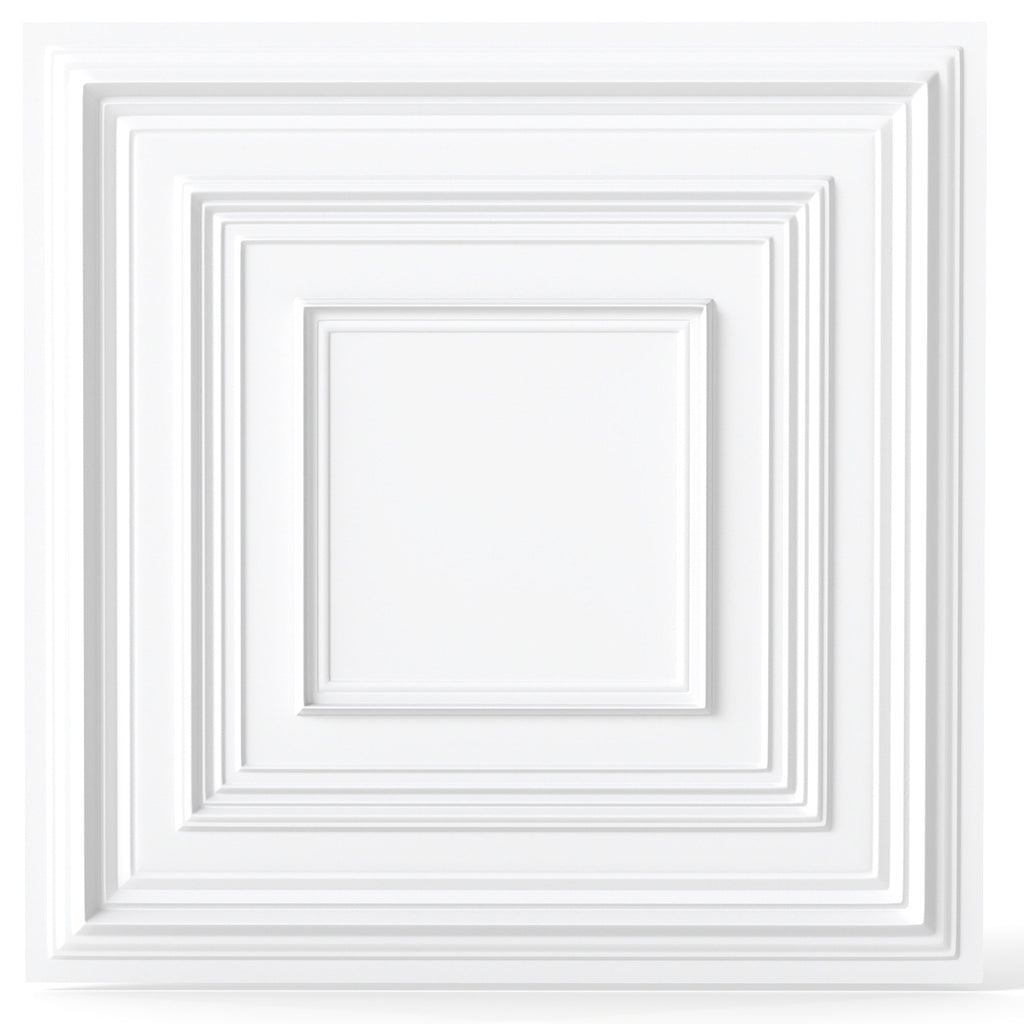 White PVC Drop Ceiling Tiles 24x24 Inches 3D Patterned Wall & Ceiling Panels - 12 Pack