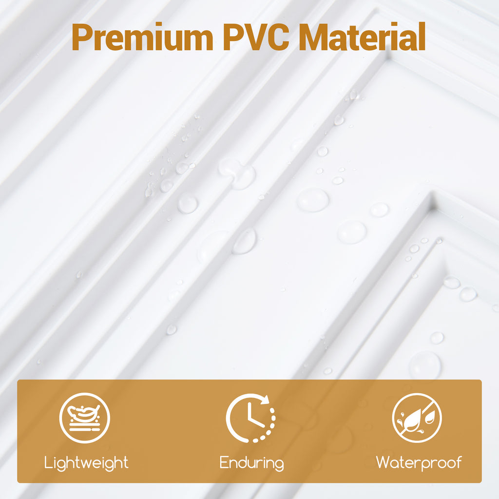 White PVC Drop Ceiling Tiles 24x24 Inches 3D Patterned Wall & Ceiling Panels - 12 Pack