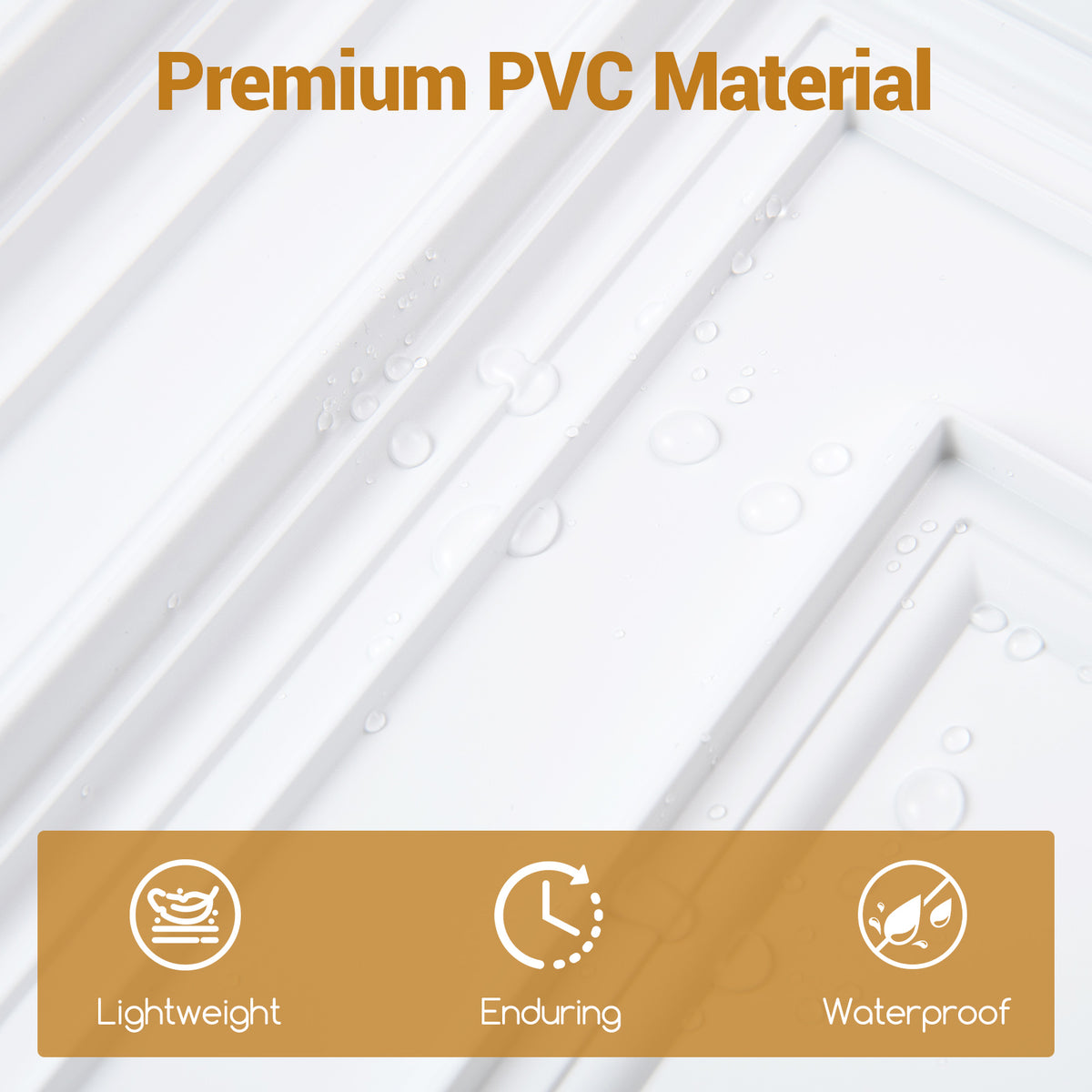 White PVC Drop Ceiling Tiles 24x24 Inches 3D Patterned Wall & Ceiling Panels - 12 Pack