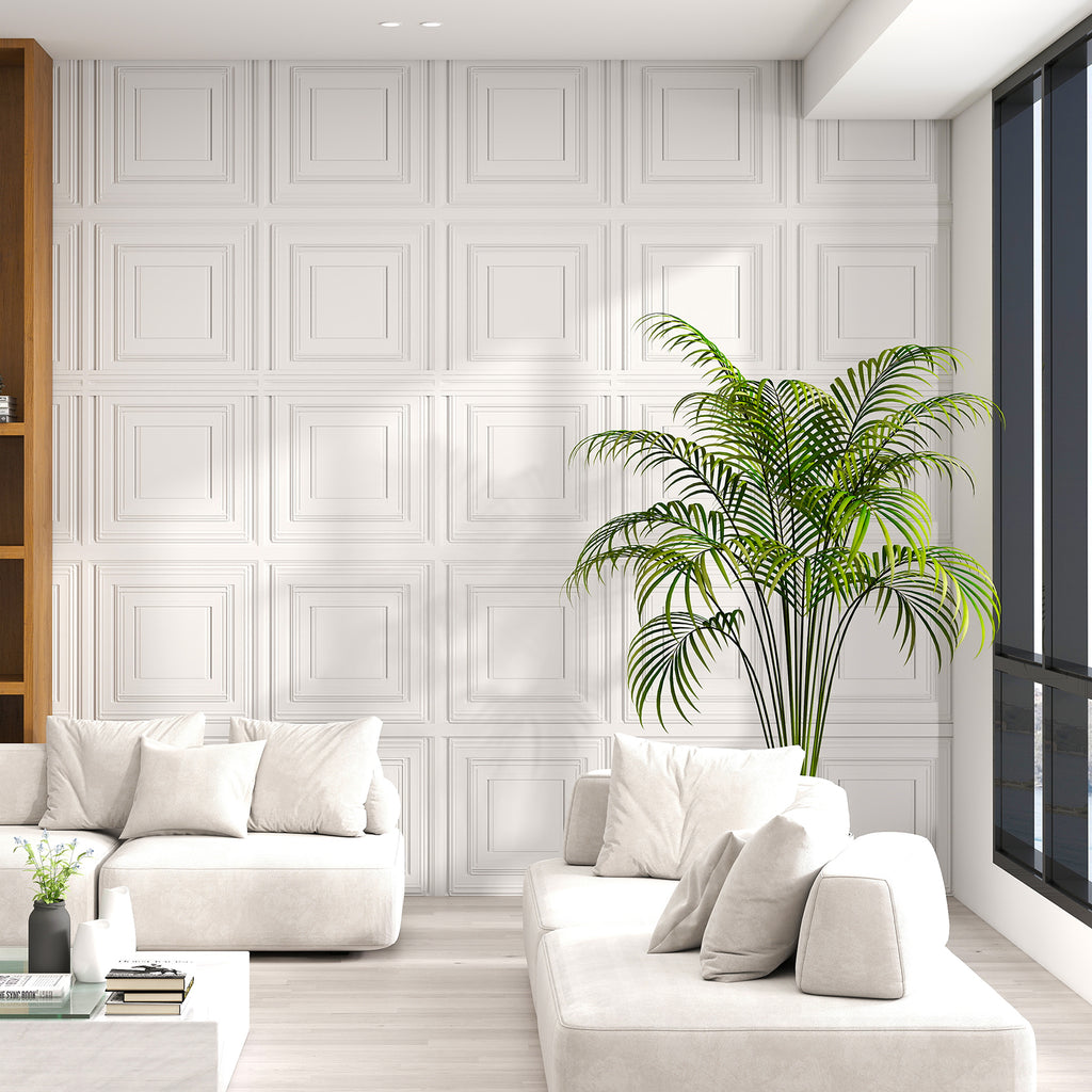 White PVC Drop Ceiling Tiles 24x24 Inches 3D Patterned Wall & Ceiling Panels - 12 Pack