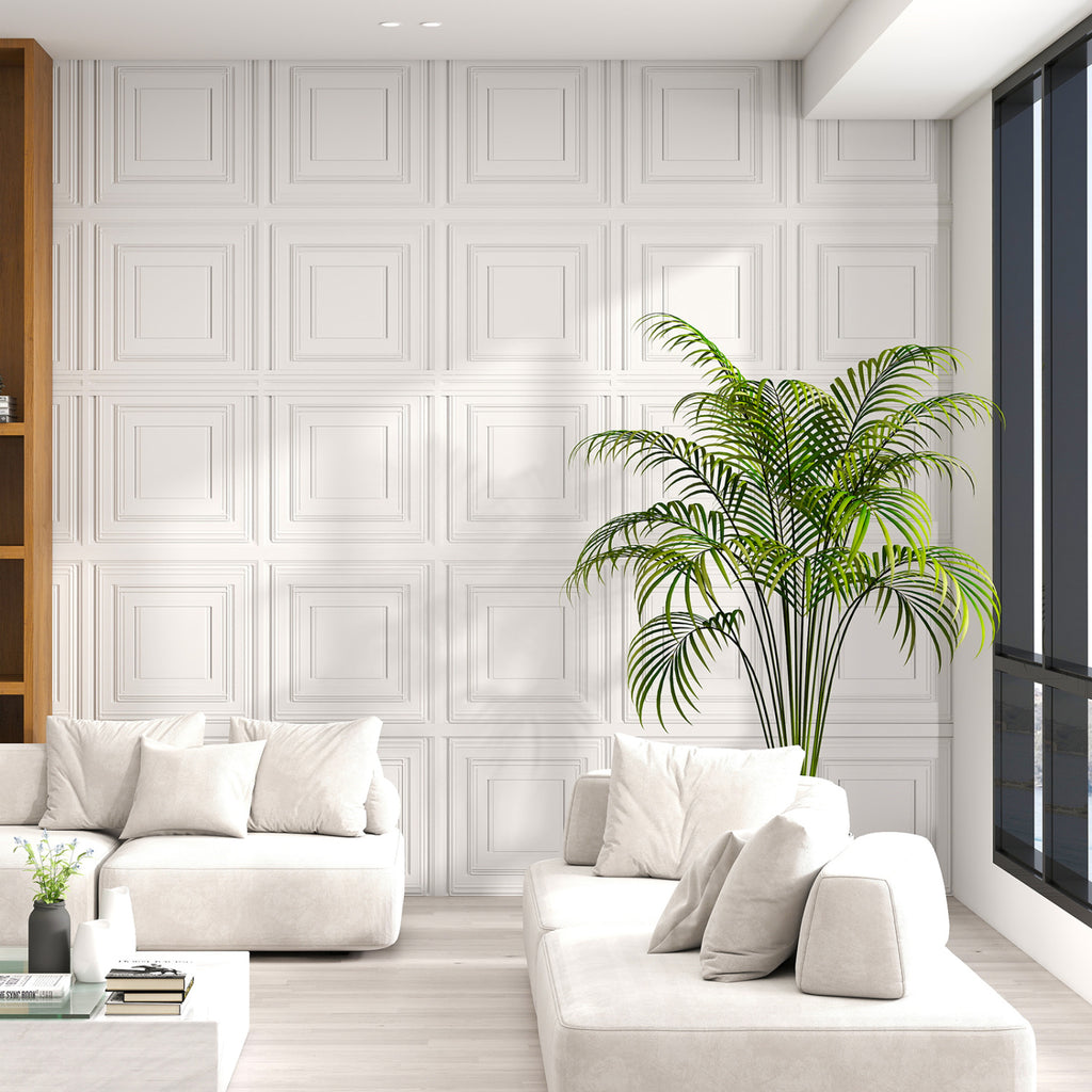 White PVC Drop Ceiling Tiles 24 x 24 Inches 3D Pattern 24-Pack - Versatile Wall and Ceiling Panels