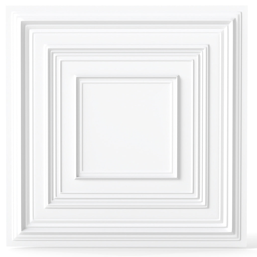 White PVC Drop Ceiling Tiles 24 x 24 Inches 3D Pattern 24-Pack - Versatile Wall and Ceiling Panels