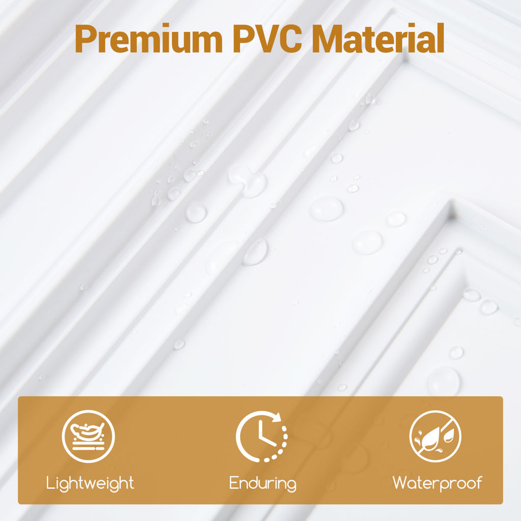 White PVC Drop Ceiling Tiles 24 x 24 Inches 3D Pattern 24-Pack - Versatile Wall and Ceiling Panels