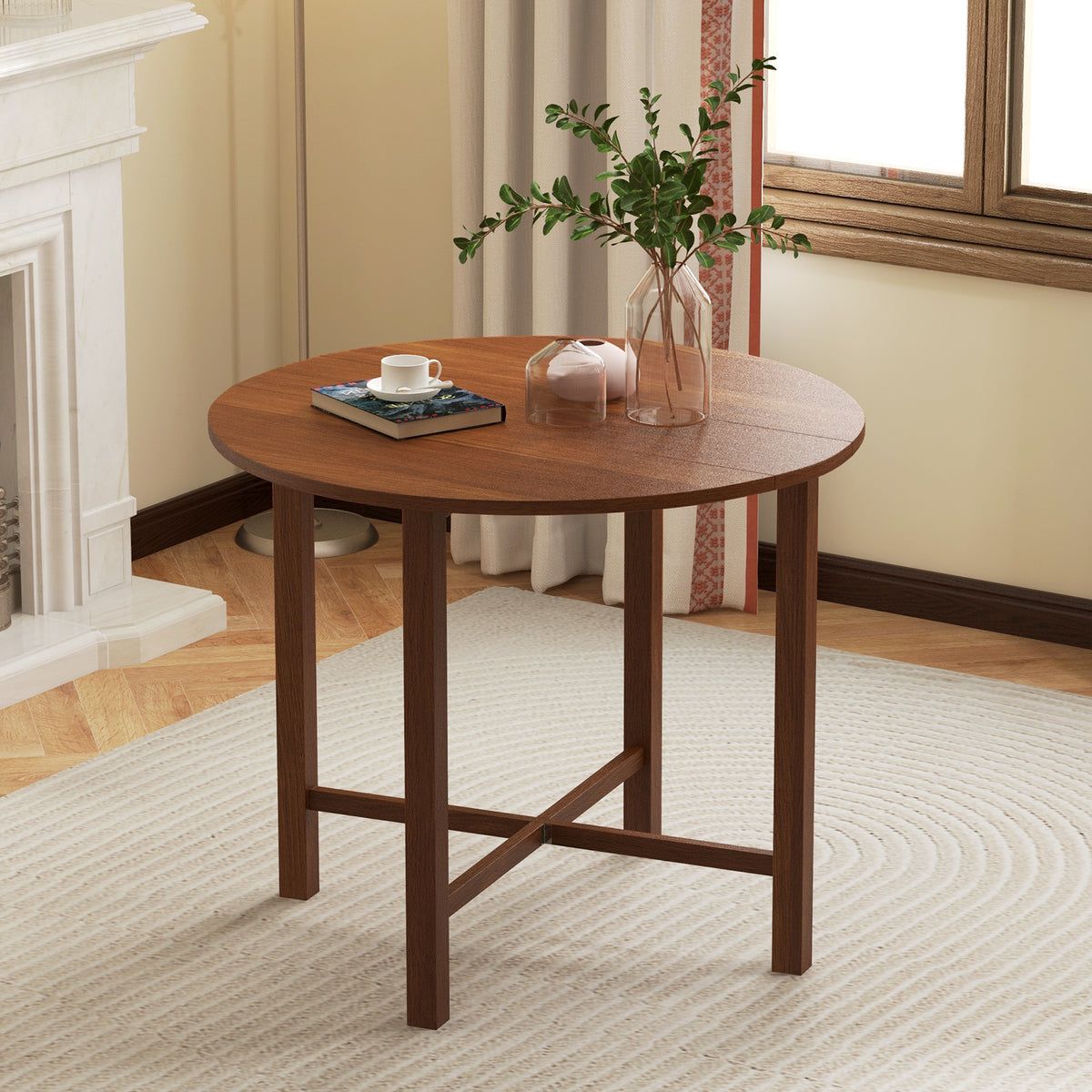 35.5" Drop Leaf Dining Table for Small Spaces - Walnut