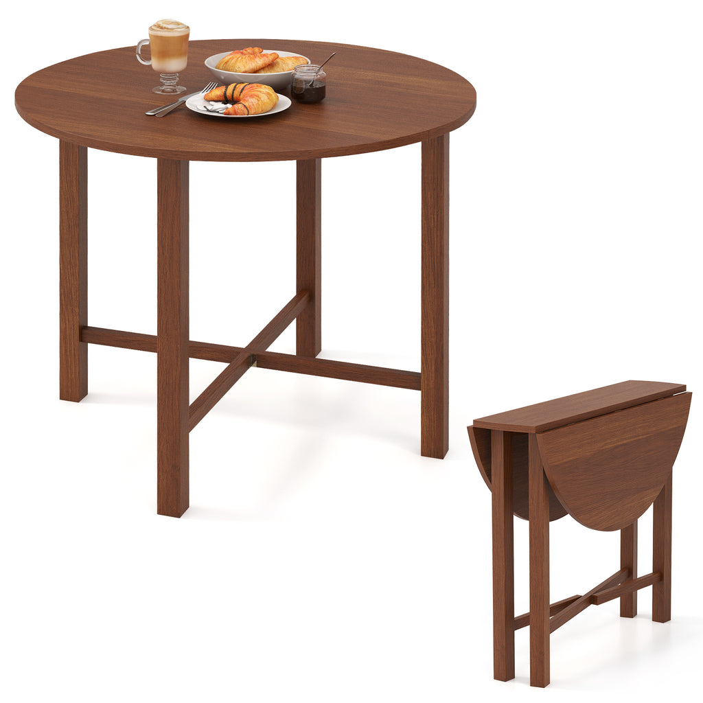 35.5" Drop Leaf Dining Table for Small Spaces - Walnut