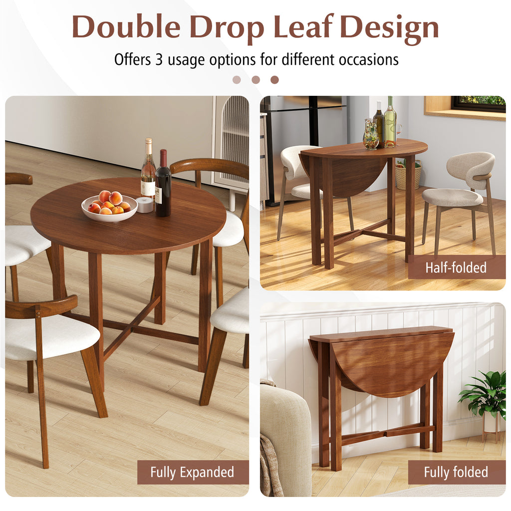 35.5" Drop Leaf Dining Table for Small Spaces - Walnut