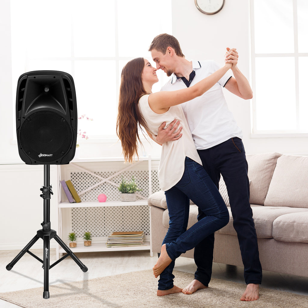 Dual 10 Inch 1600W Powered PA Speaker System with Bluetooth