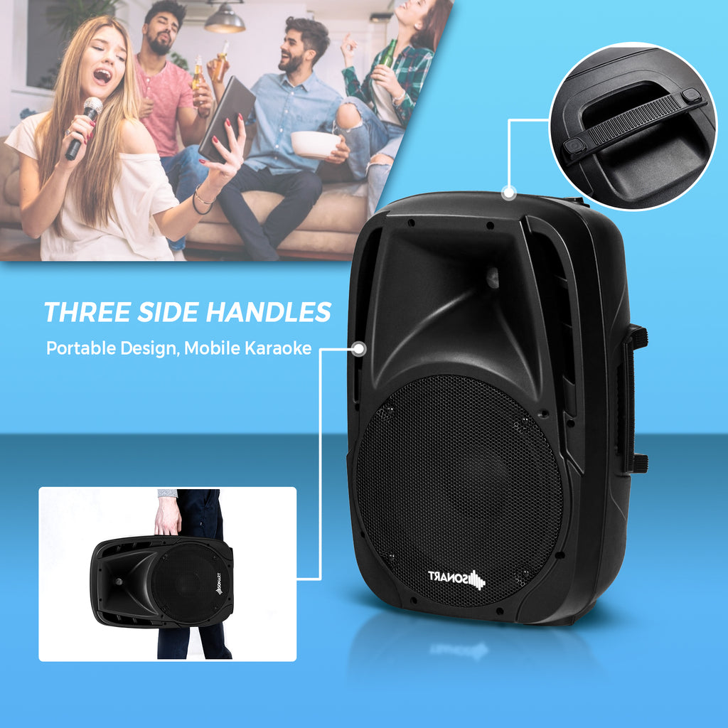 Dual 10 Inch 1600W Powered PA Speaker System with Bluetooth