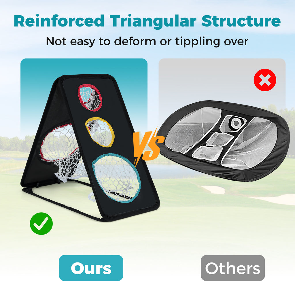 Dual-Sided Golf Chipping Net with 5 Target Holes - Indoor Outdoor Practice System