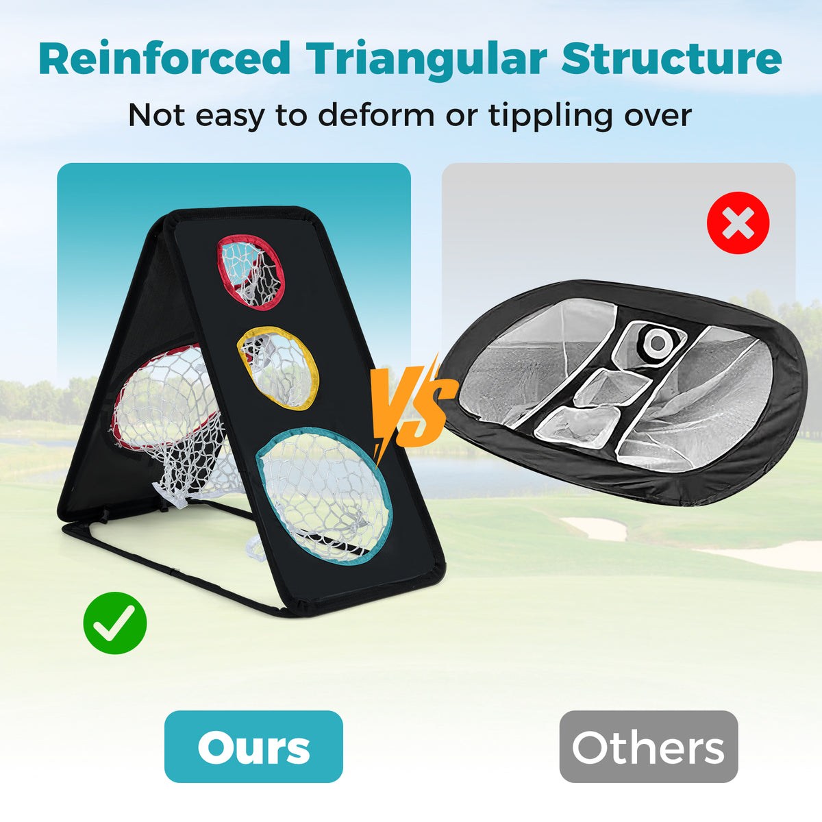 Dual-Sided Golf Chipping Net with 5 Target Holes - Indoor Outdoor Practice System