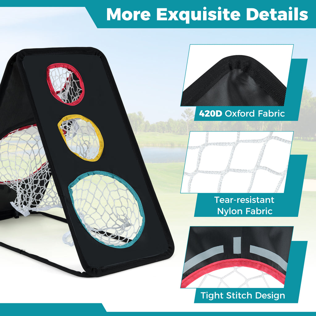 Dual-Sided Golf Chipping Net with 5 Target Holes - Indoor Outdoor Practice System