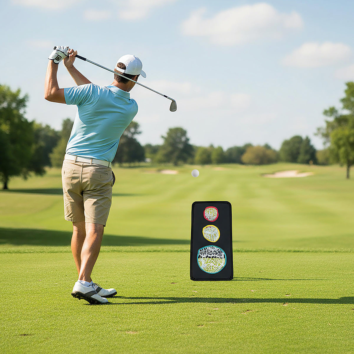 Dual-Sided Golf Chipping Net with 5 Target Holes - Indoor Outdoor Practice System