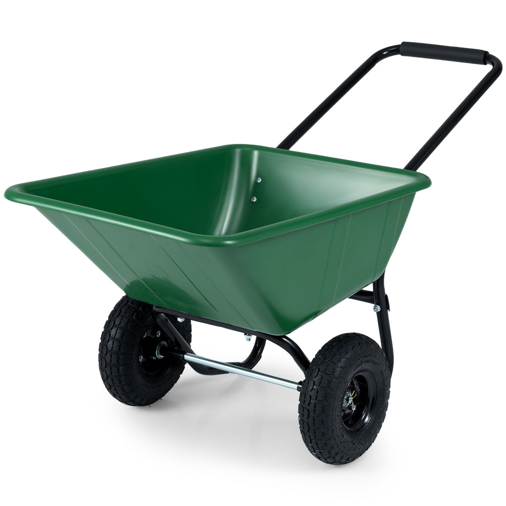 Dual-Wheel Wheelbarrow Garden Utility Cart with Pneumatic Tires