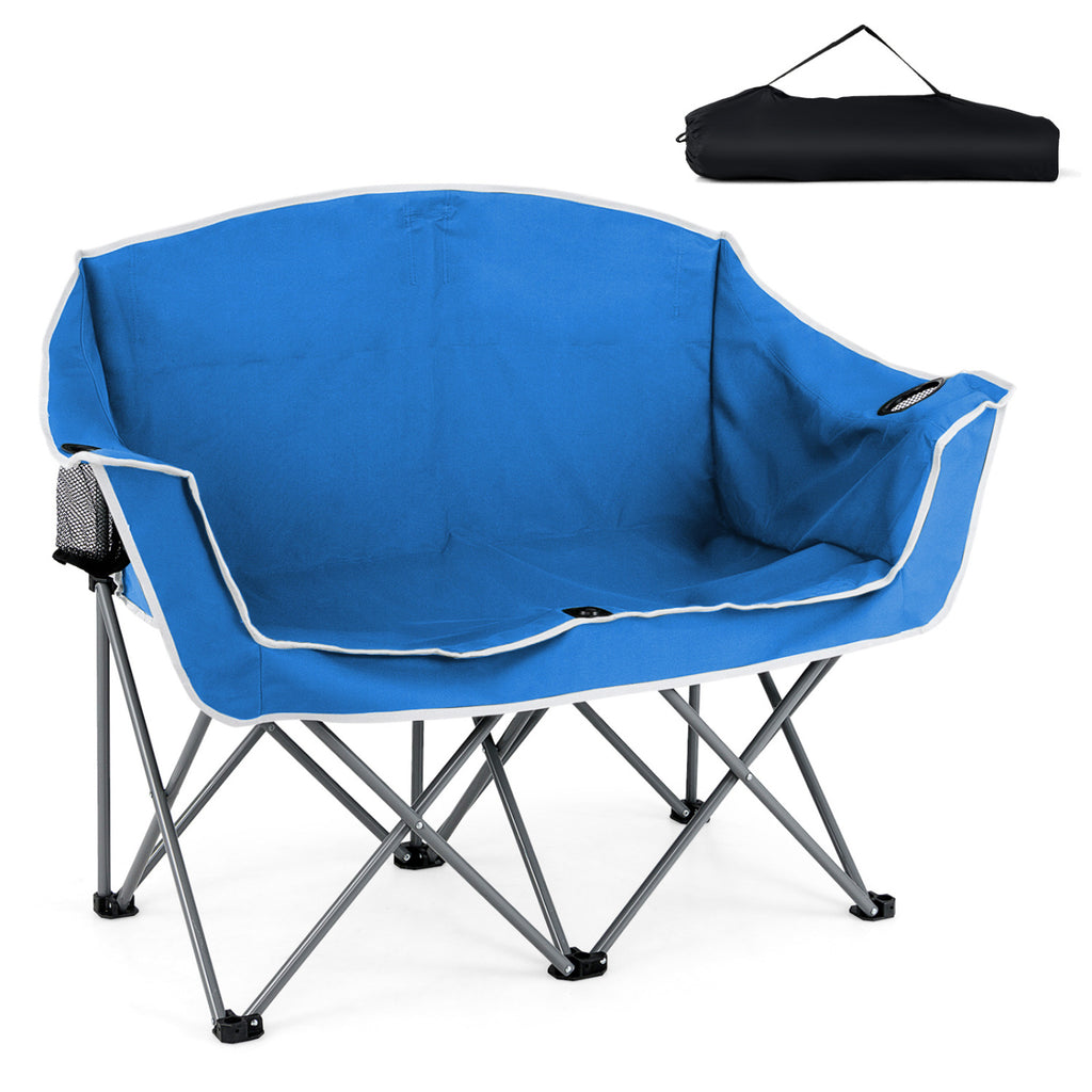 Duo Camping Chair Portable Loveseat with Armrests & Cup Holders - Blue
