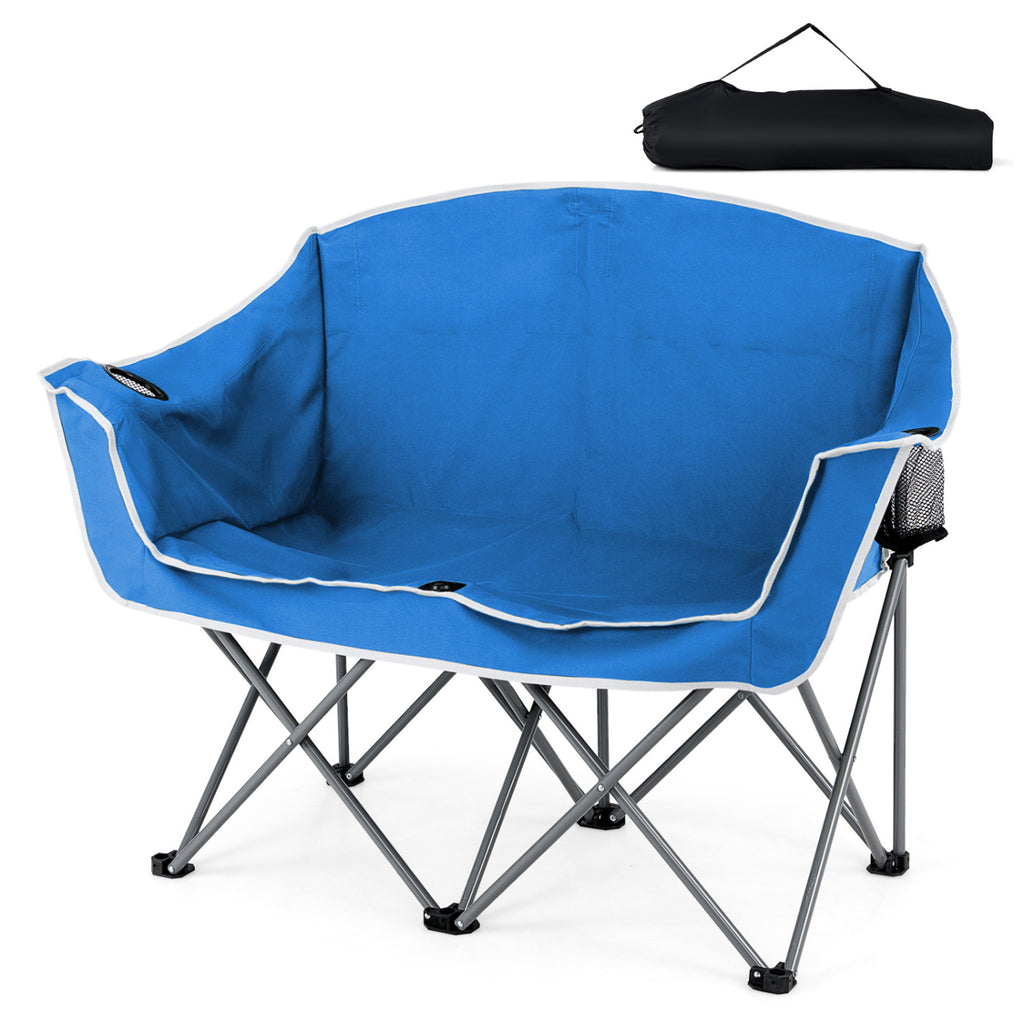 Duo Camping Chair Portable Loveseat with Armrests & Cup Holders - Blue