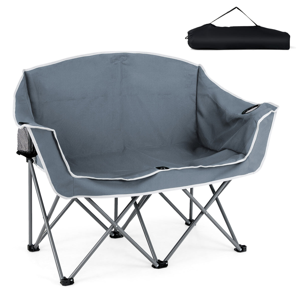 Duo Camping Chair Portable Loveseat with Armrests & Cup Holders - Blue
