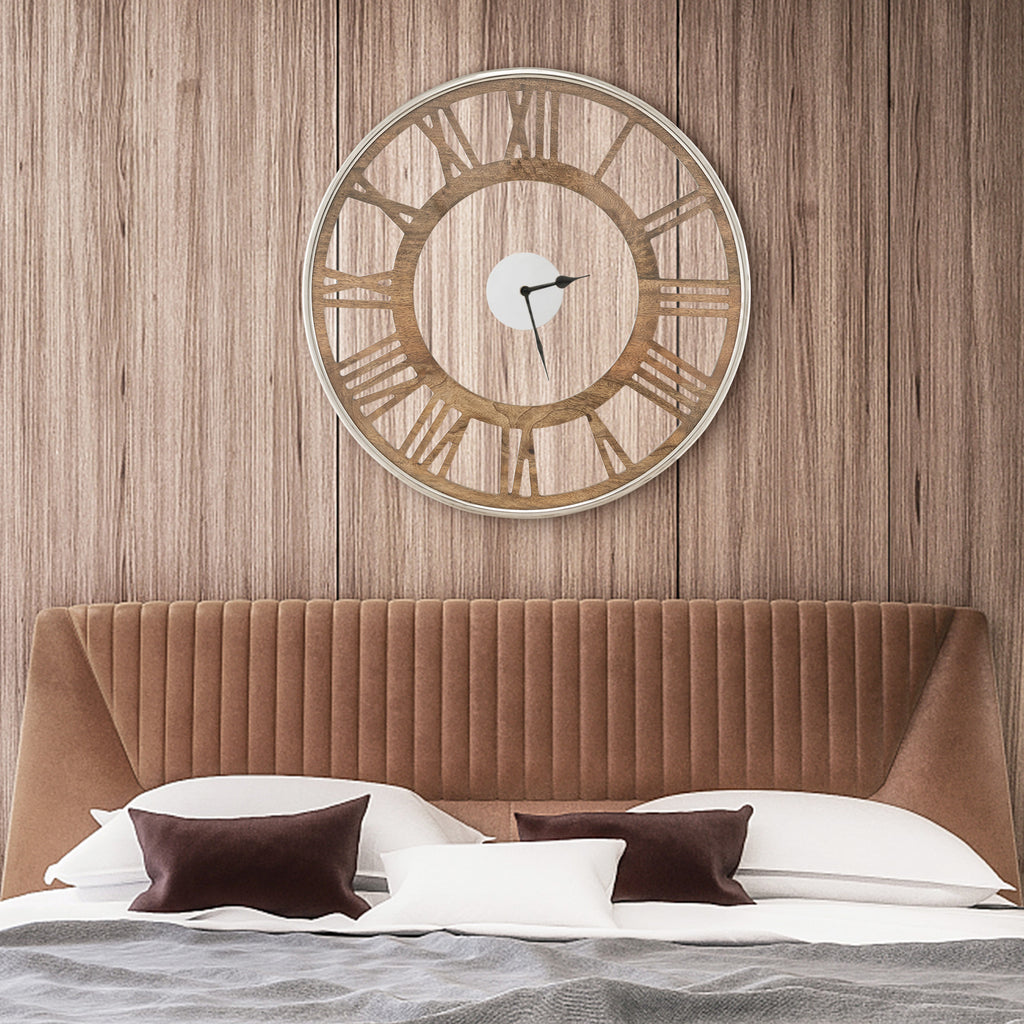 Silent Wall Clock 16/20 Inch with Classic Frame and Roman Numerals - Variation L