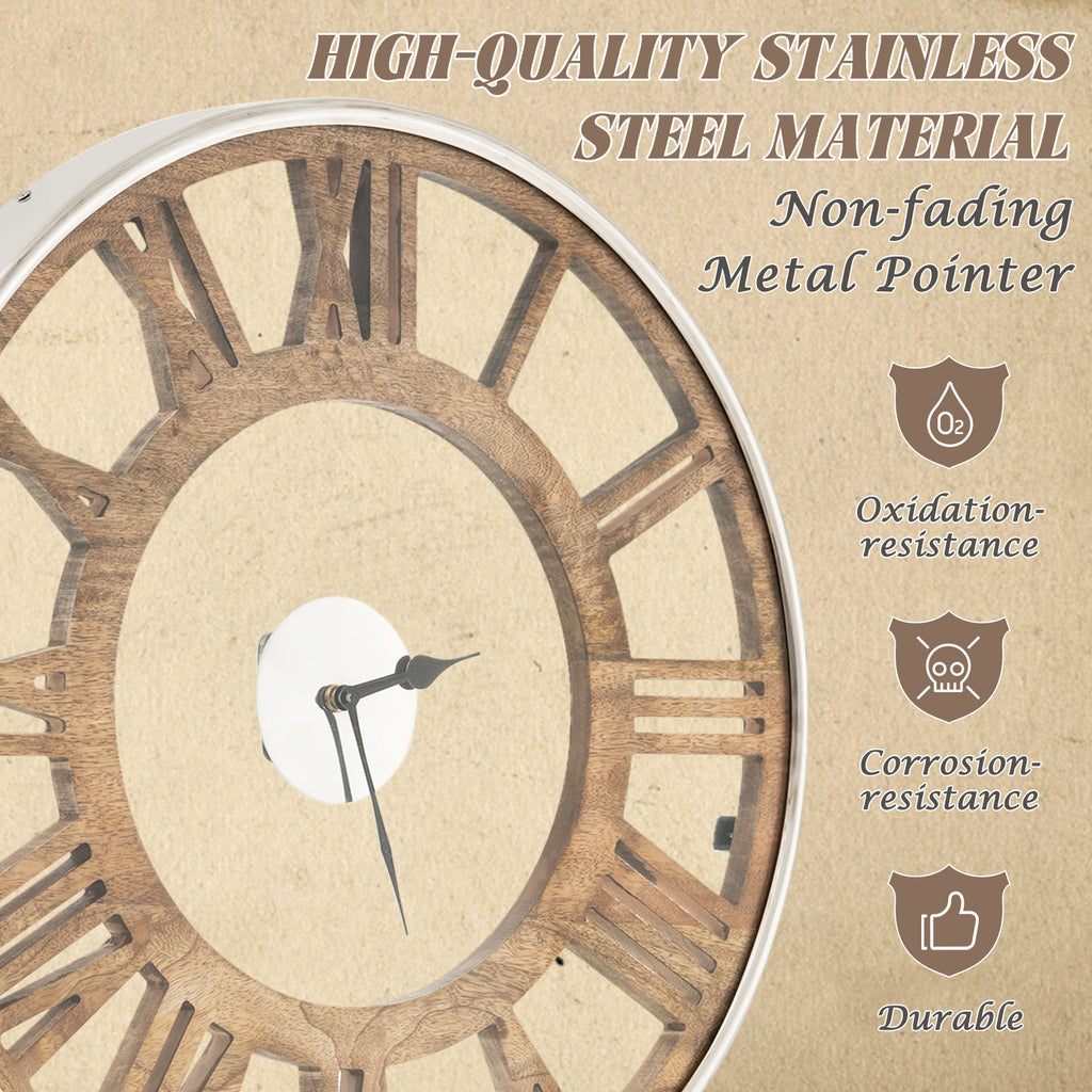 Silent Wall Clock 16/20 Inch with Classic Frame and Roman Numerals - Variation L