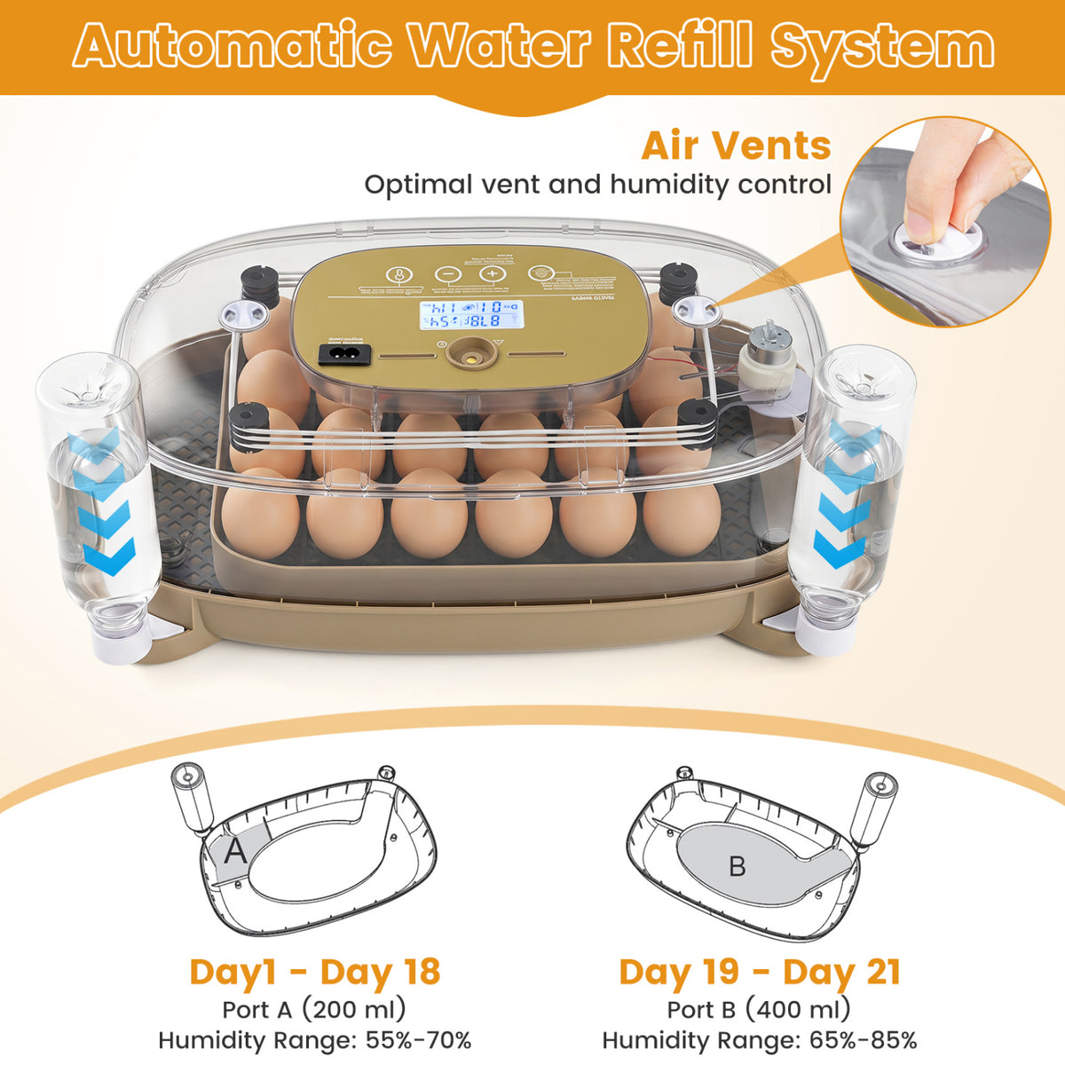 Egg Incubator with Temperature and Humidity Control - 21 Chicken Eggs Capacity - Egg Incubator Variation