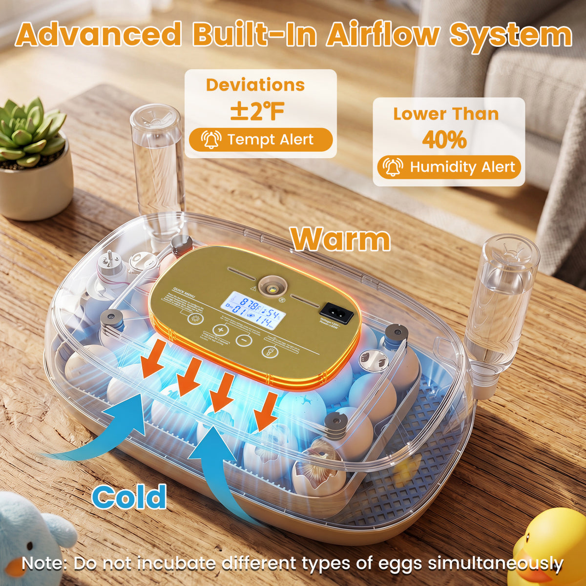 Egg Incubator with Temperature and Humidity Control - 21 Chicken Eggs Capacity - Egg Incubator Variation