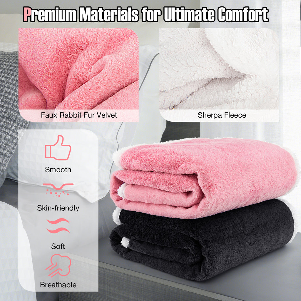 Electric Heated Blanket Throw, Pink - 10 Heat Settings