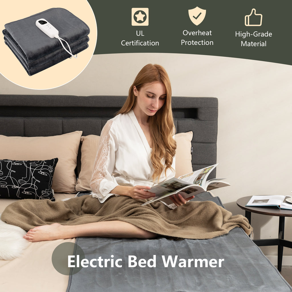 Electric Heated Mattress Pad Twin Size 5 Levels Gray