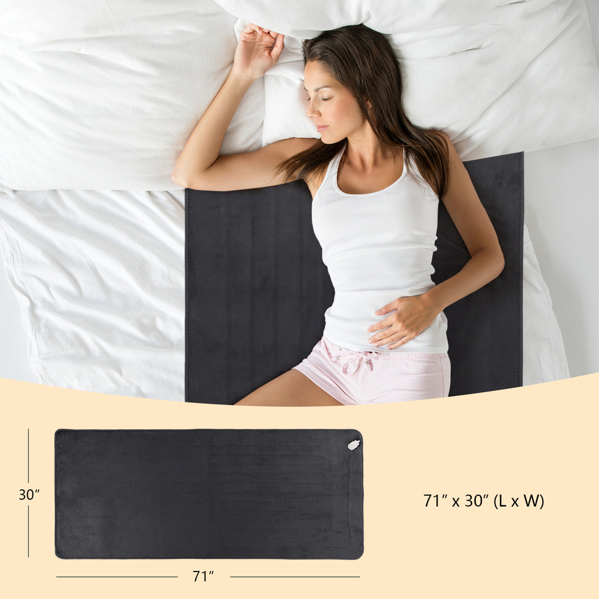 Electric Heated Mattress Pad Twin Size 5 Levels Gray