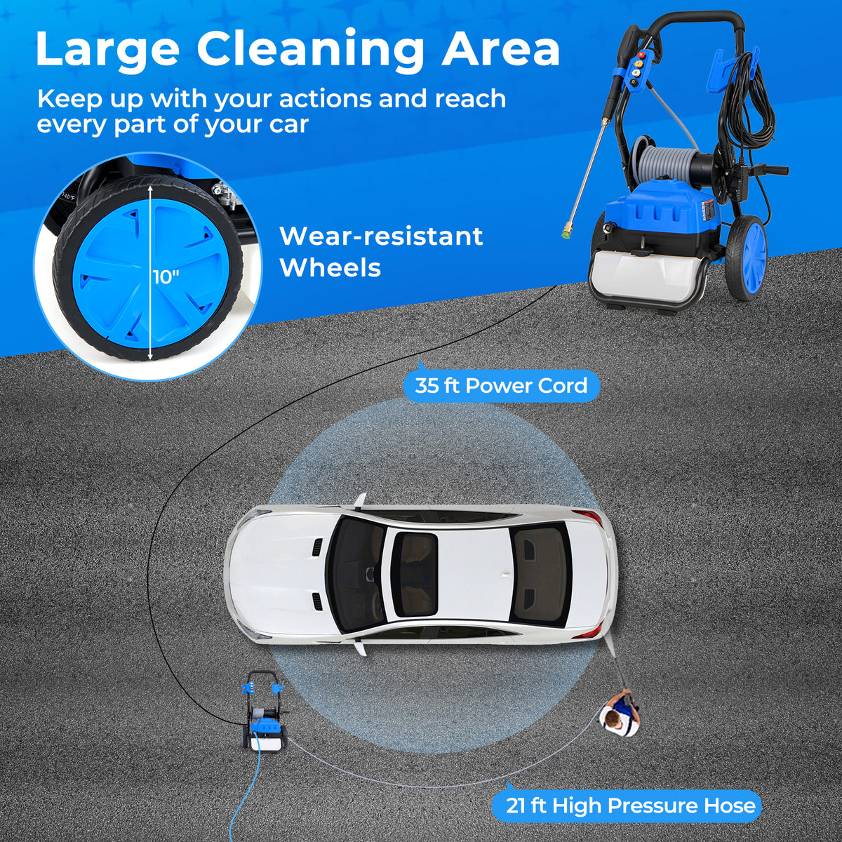 2300 PSI 1.8 GPM Electric Pressure Washer with Wheels and 5 Quick