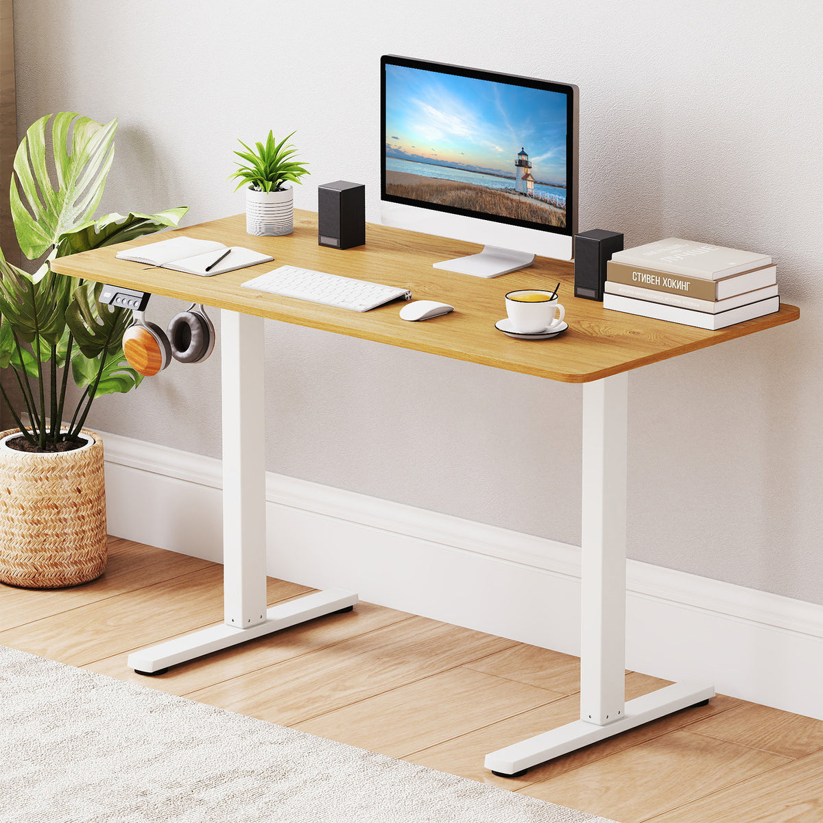 Electric Standing Desk Frame Height Adjustable with LED Display - White