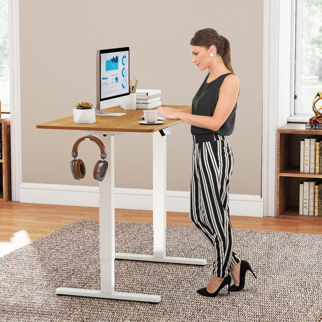 Electric Standing Desk Frame Height Adjustable with LED Display - White