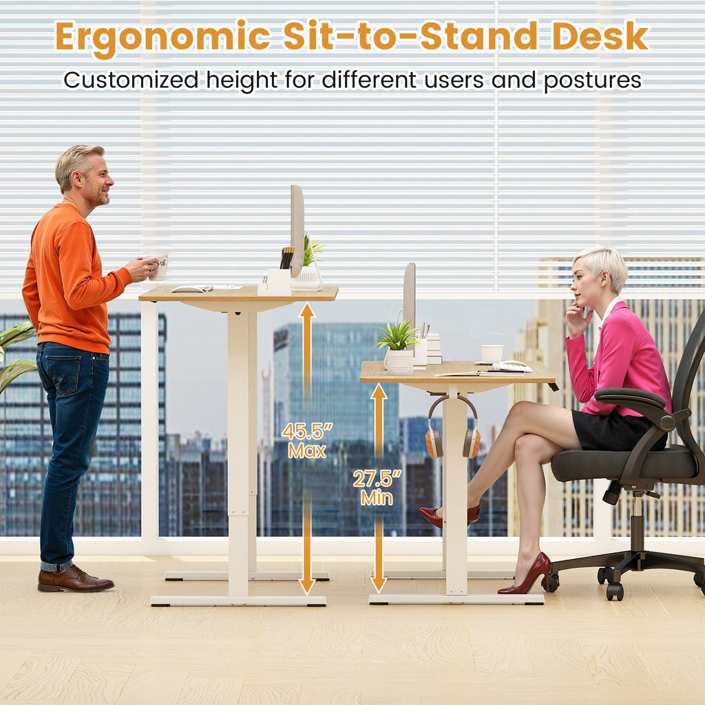 Electric Standing Desk Frame Height Adjustable with LED Display - White