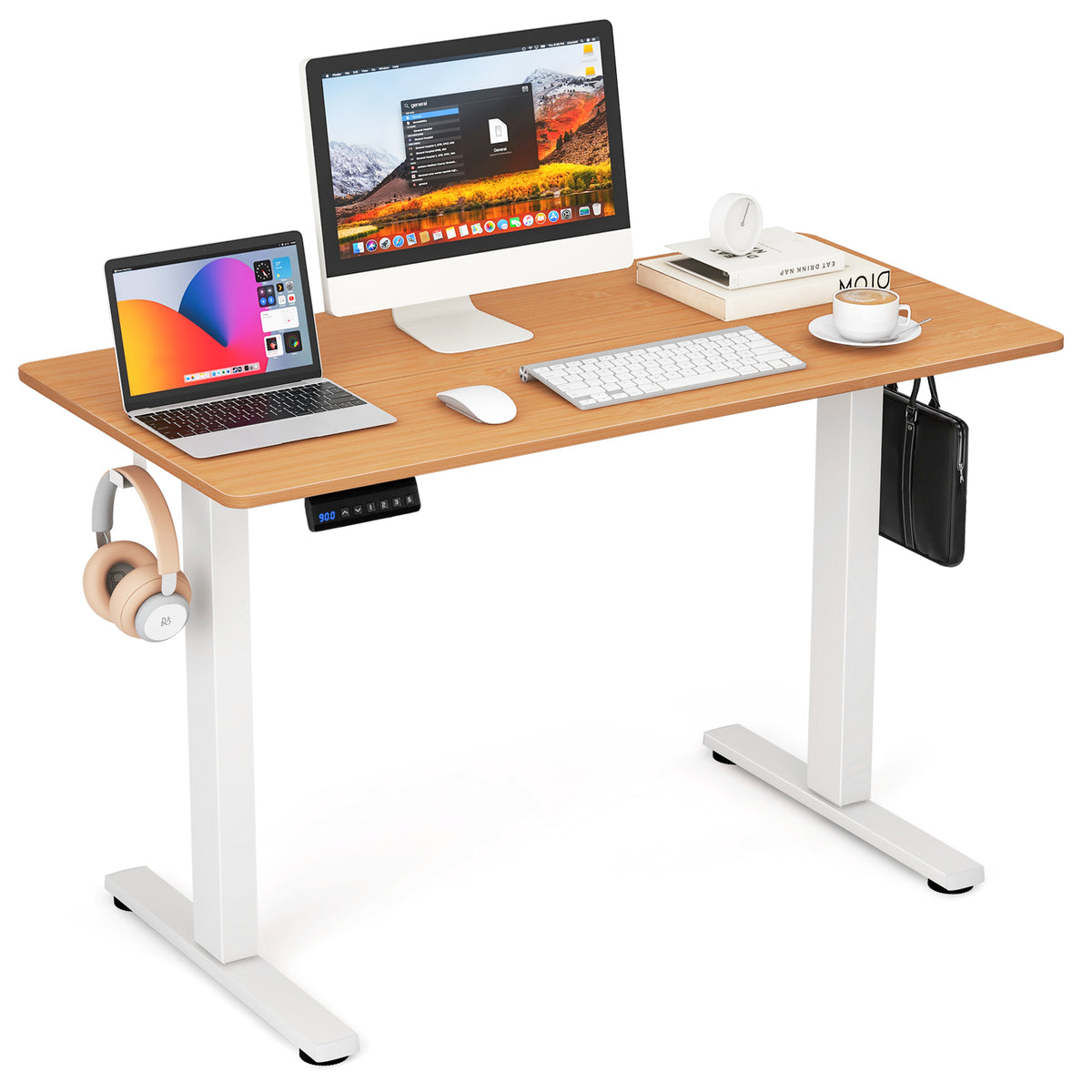 Electric Standing Desk with Memory Heights - Natural