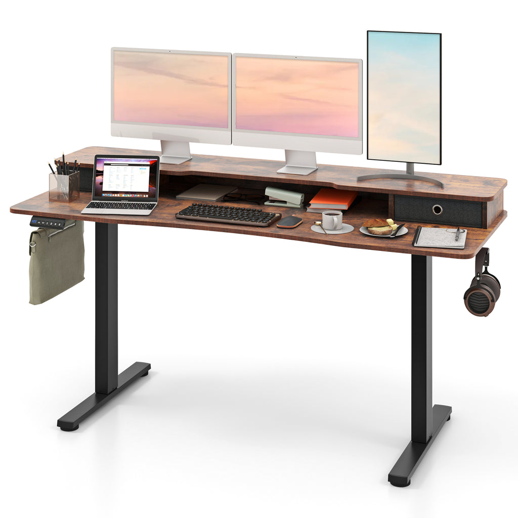 48" x 24" Height Adjustable Electric Standing Desk, Rustic Brown