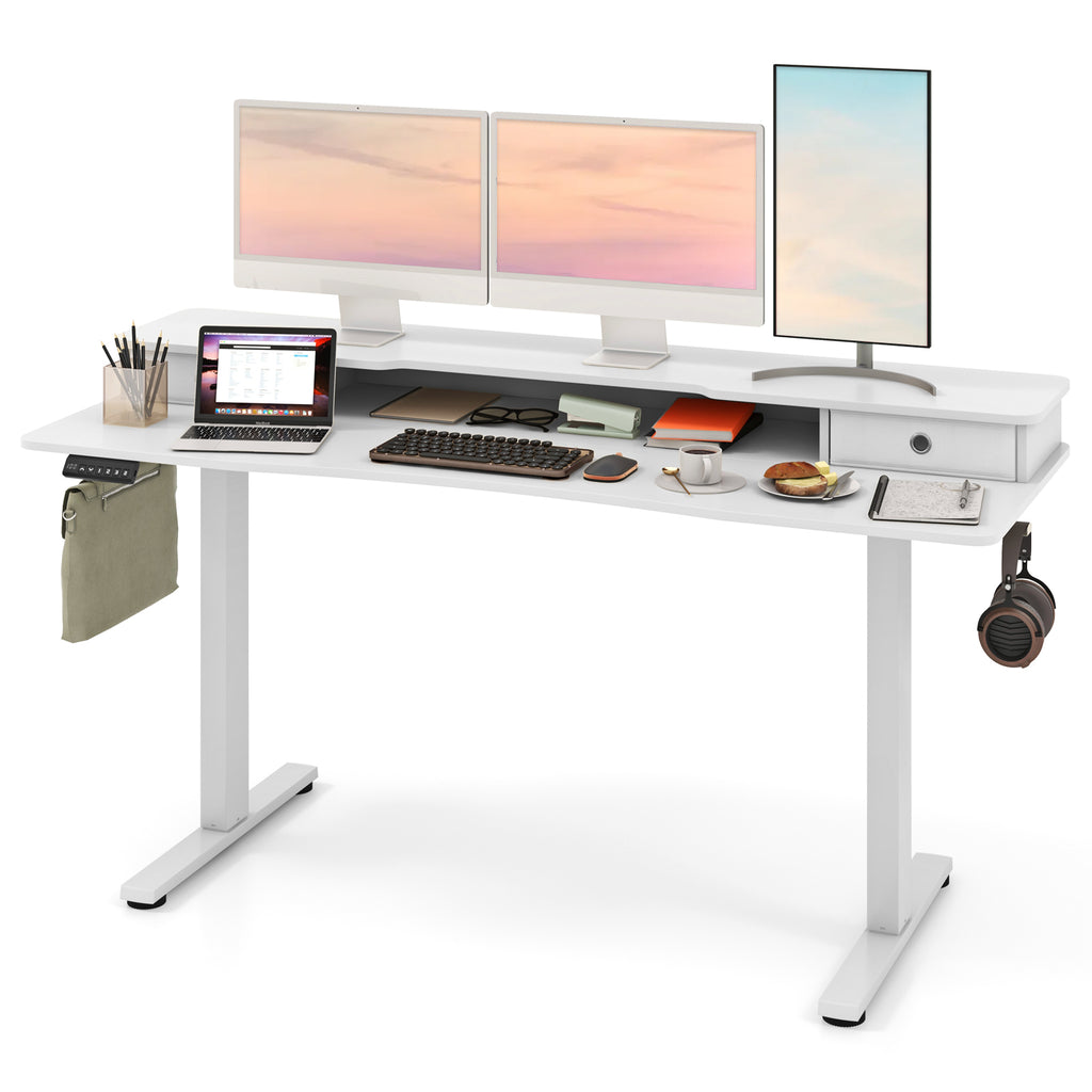 63 Inch x 24 Electric Standing Desk with 2 Drawers