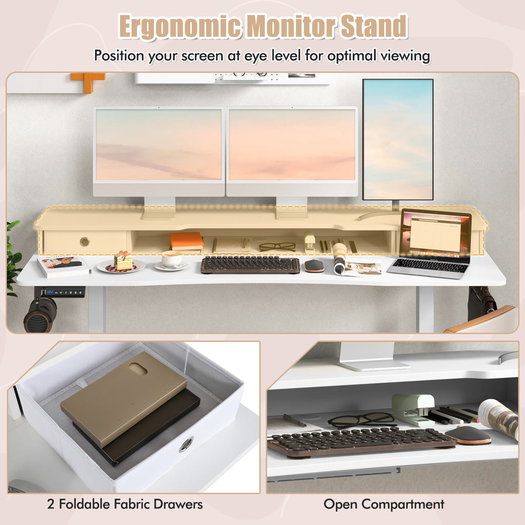 63 Inch x 24 Electric Standing Desk with 2 Drawers